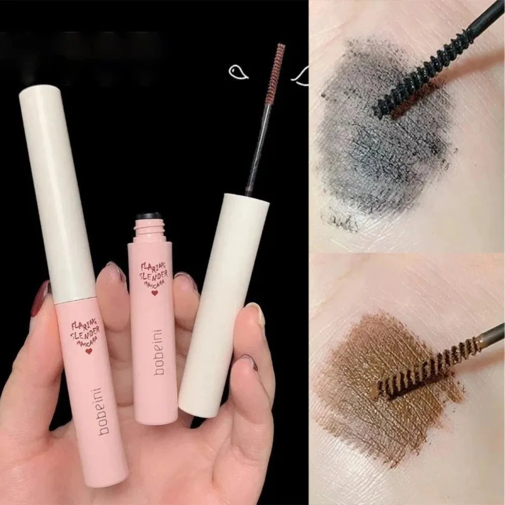 Ultra-Fine Brush Mascara Makeup Silk Fiber Lengthens Eyelashes Waterproof Fast Dry Matte Brown Black Curling Mascara Comestics