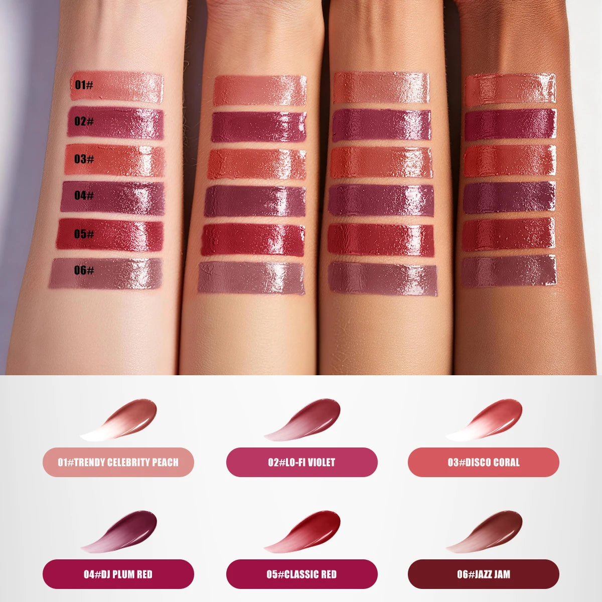 6 Colors Matte Velvet Lip Gloss Waterproof Non-stick Cup Long Lasting Moisturizing Lipstick Full Hydrating Lip Tint Daily Makeup