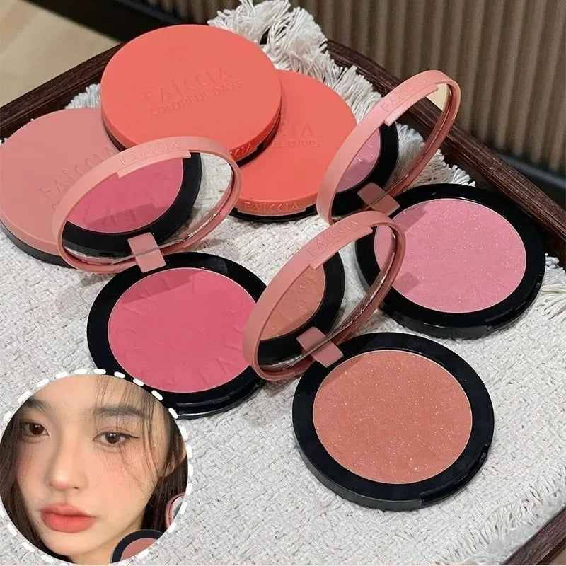 Monochrome Blush Matte Shimmer Natural Cheek Color Brightening Face Waterproof Facial Contouring Makeup Blush Powder Soft Makeup
