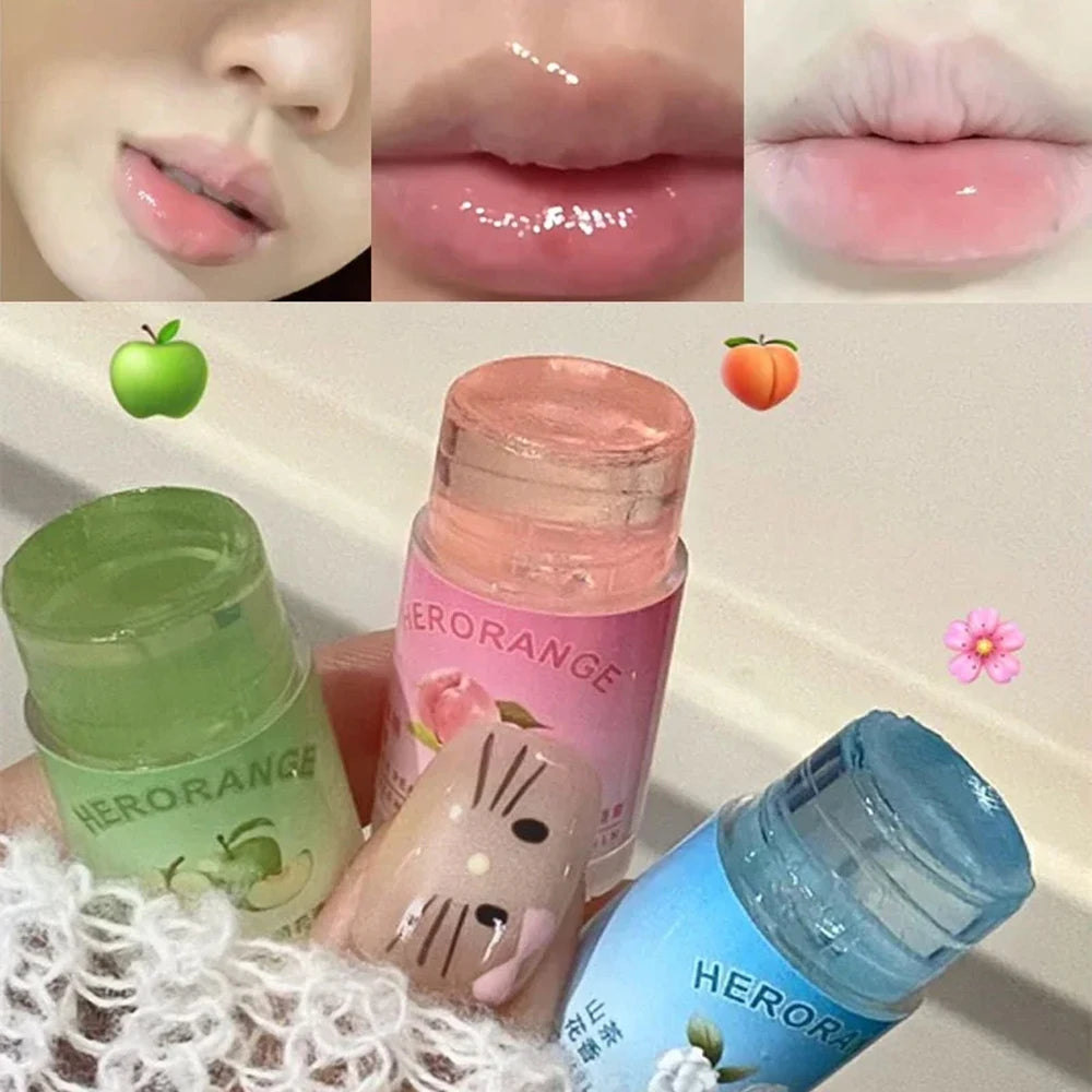 Transparent Fruit Lip Balm Lip Care Moisturizing Fade Fine Lines Grape Green Apple Jelly Lipstick Anti-drying Hydration Makeup