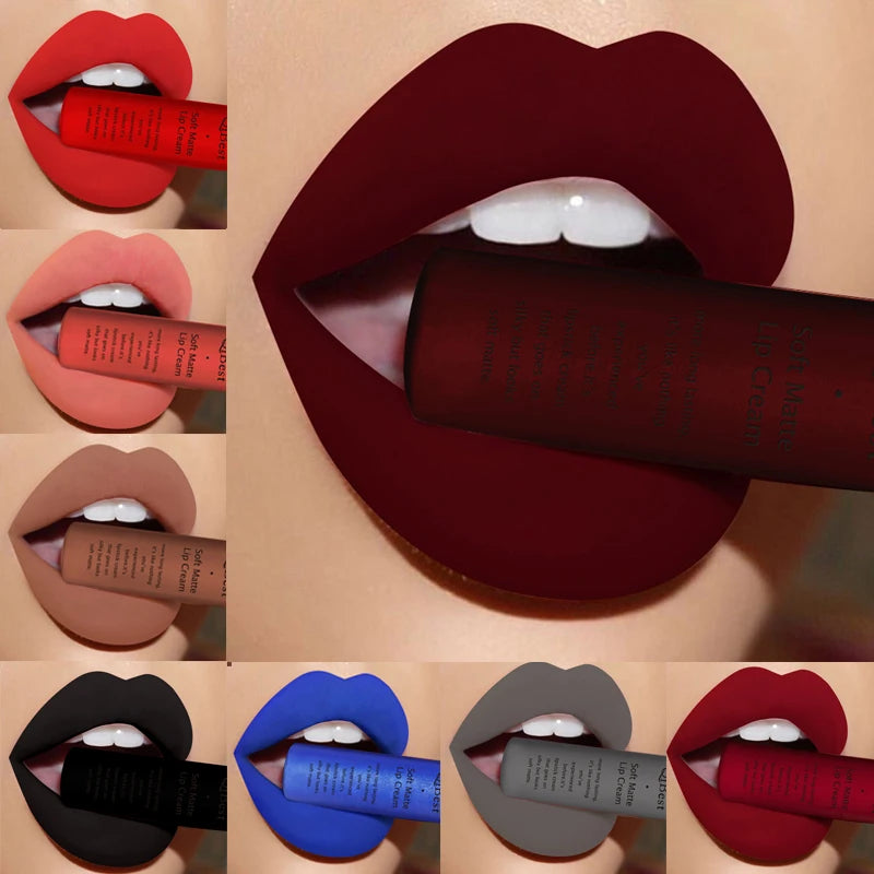 QIBEST 30 Colors Matte Liquid Lipstick Waterproof Long-lasting Lightweight Lip Gloss Lips Glaze Lips Tint Makeup Cosmetics