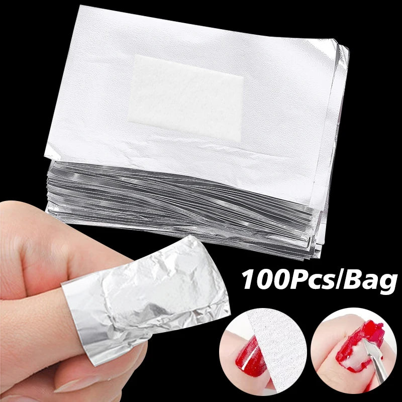 50/100Pcs Nail Polish Remover Wraps Aluminum Foil Soak Off Cap Gel Cleaning Cotton Pads Manicure Nail Art Supplies Accessories
