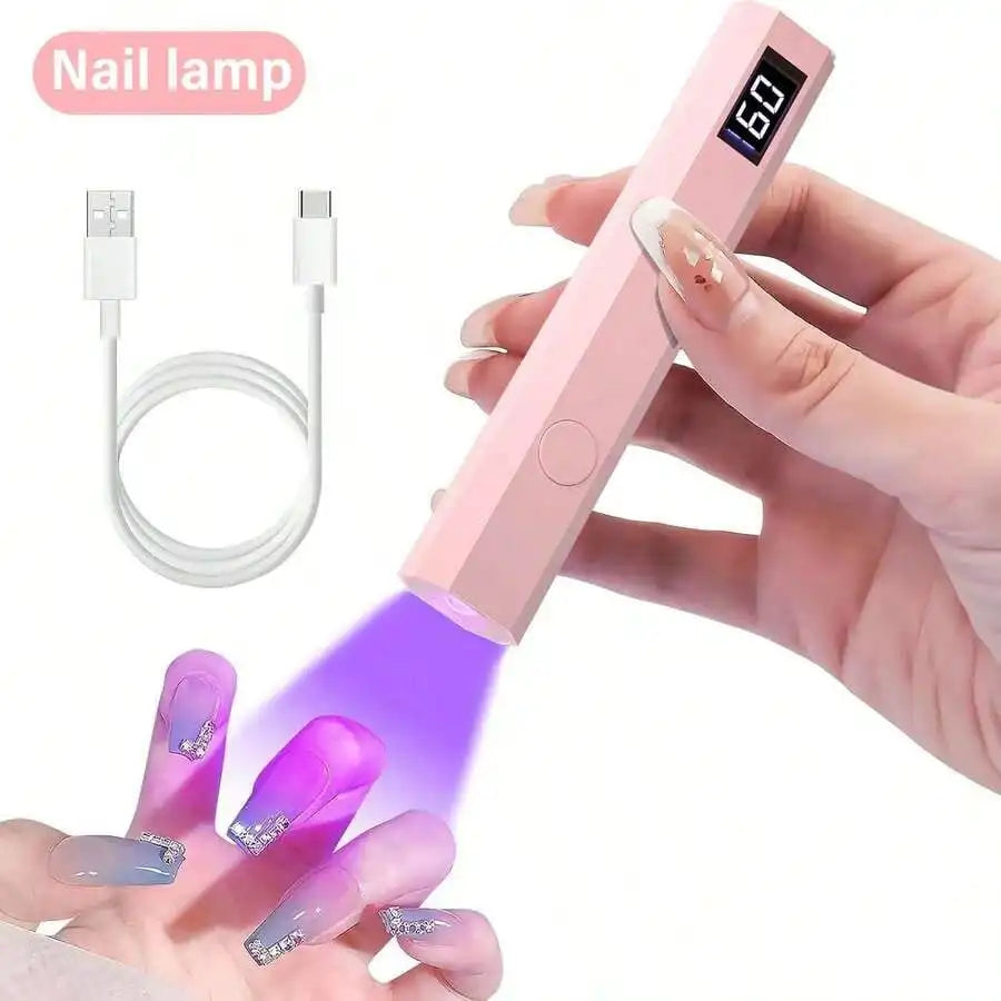 Portable USB Mini LED UV Nail Dryer, LCD Digital Display Gel Nail Curing Lamp, Compact Professional Manicure Tool