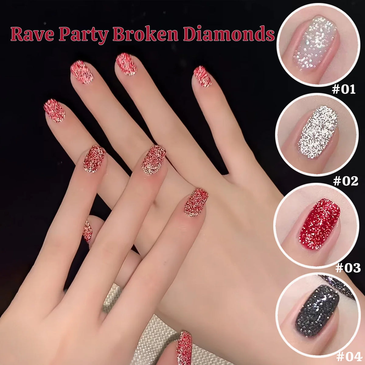 SHAKA 1-12pcs WS Carnival Party Broken Diamonds Nail Gel Polish New Super Flash Quick Dry Long Lasting Nail Art Nail Supplies