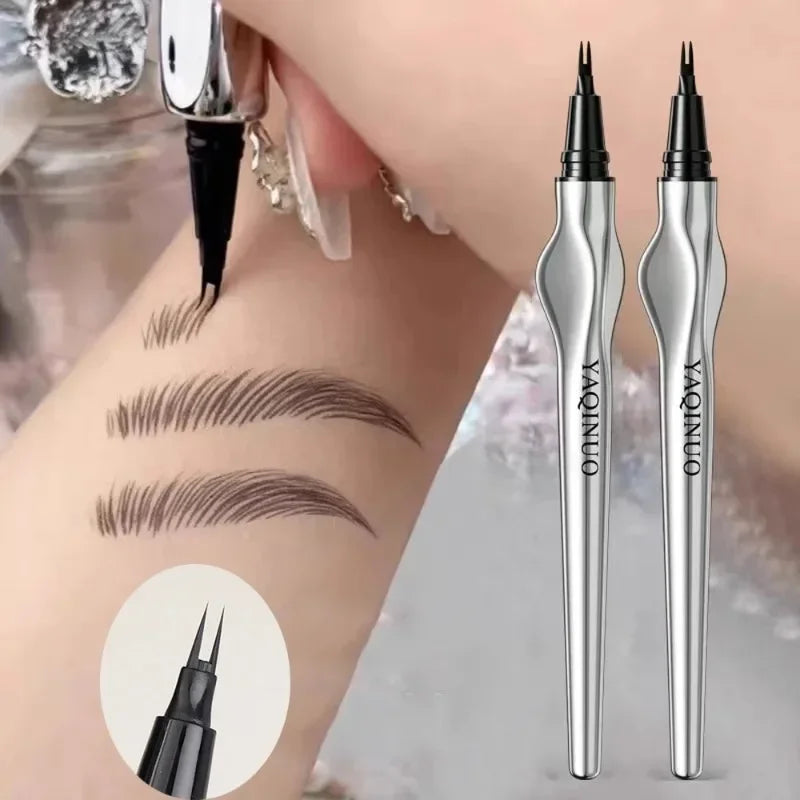 2Points Eyebrow Pencil Long Lasting Easy To Grip Eyebrow Tattoo Waterproof Thin Liquid Lying Silkworm Brow Pen Korean Makeup