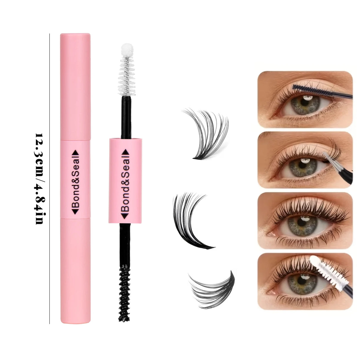 Lash Bond and Seal Waterproof 2 in 1 for Lash Clusters 72 Hours Super Strong Non-Irritating Eyelash Glue for DIY at Home