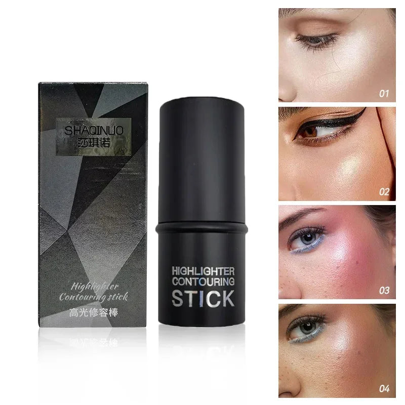 Waterproof Contour Stick, Highlighter Stick, Blush Stick Cream Contour Kit with Contour Brush, Create Face Contour, Non-greasy