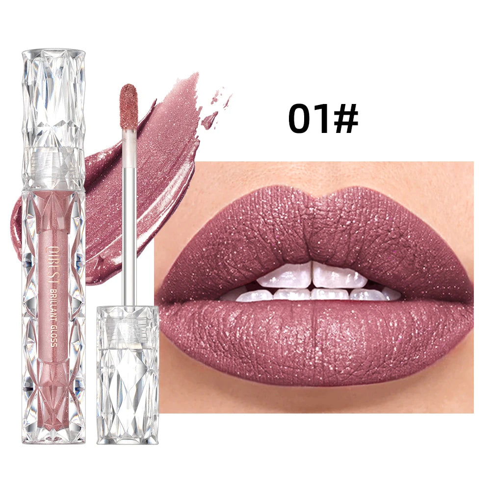 QIBEST Glitter Shimmer Liquid Lipstick High Quality Waterproof Lightweight Lip Gloss Lasting Lip Tint Makeup For Women Lip Stain