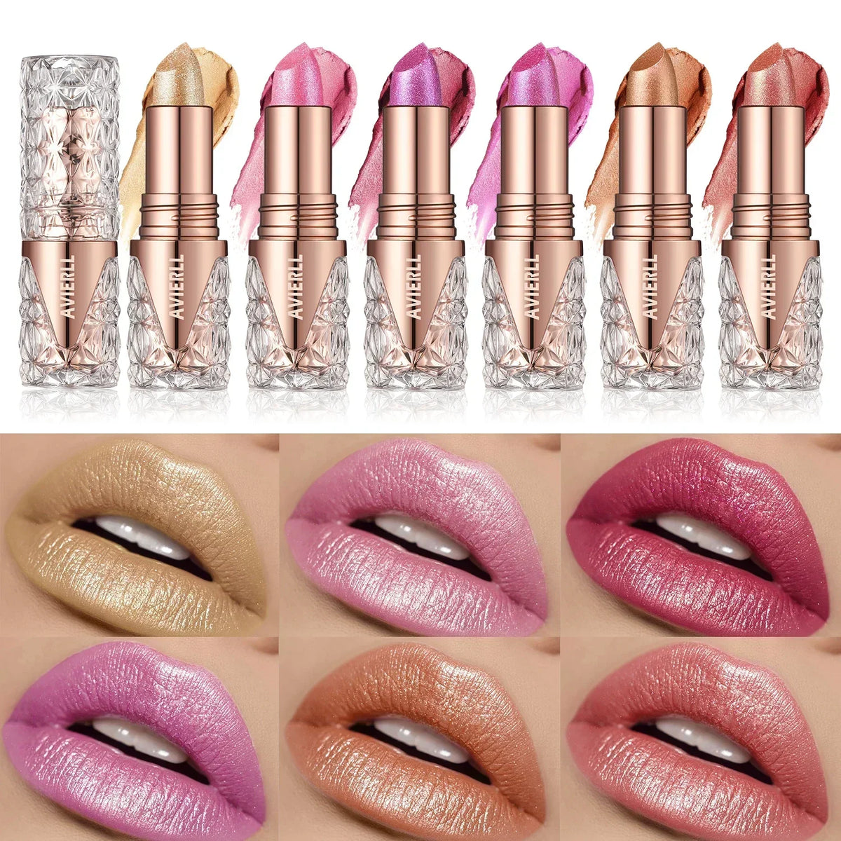 Quicksand Gold Lipstick Fine Glitter Lipstick, Moisturizing Silky Mermaid Girl Pink, Long-Lasting Waterproof Grapefruit Orange