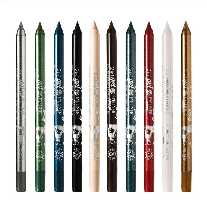 Waterproof Eyeliner Gel Pencil Pigment Brown Black White Glitter Eyeiner Pen for Women Fashion Easy Color Eyes Makeup Cosmetics