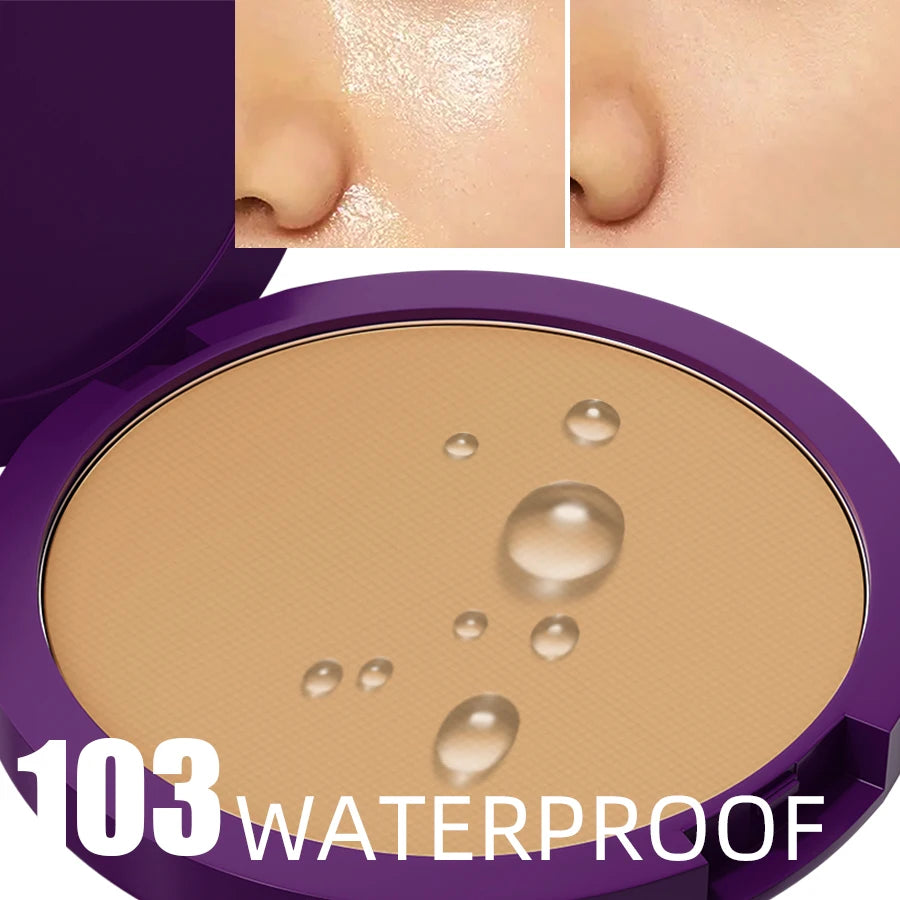 5 Colors Matte Full Coverage Pressed Powder Foundation 24H Fresh Wear Matte Weightless Finishing Powder Cosmetic Face Makeup
