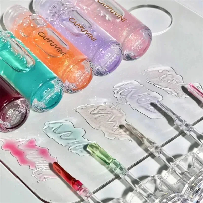 Water Light Lip gloss Moisturizer Transparent Jelly Mirror Crystal Lip Oil Clear Hydrating Plumping Fruit Taste Liquid Lipstick
