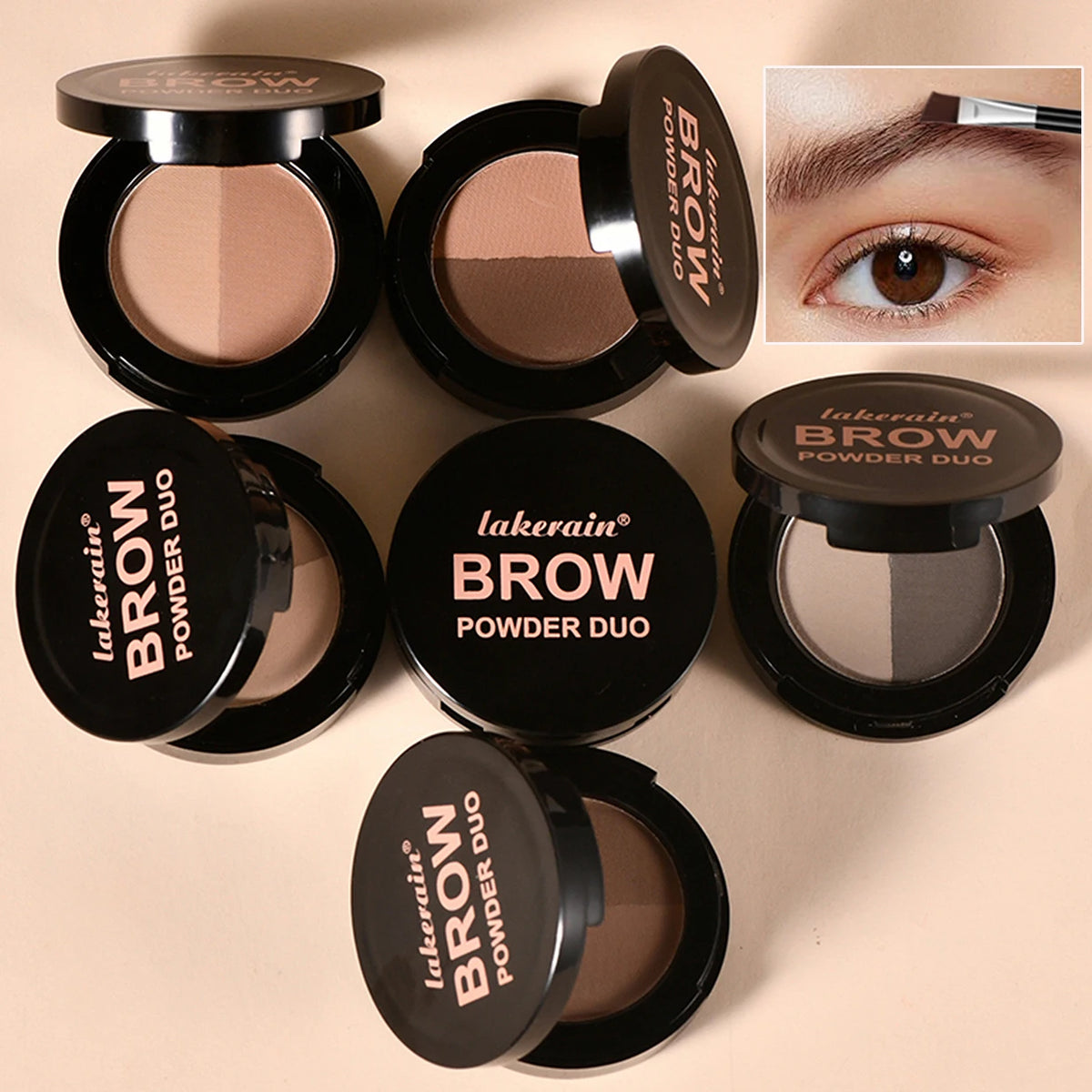2-Color Eyebrow Powder Palette With Mirror Waterproof Natural Color Rendering Matte Brown Eyebrow Powder Long Lasting Makeup