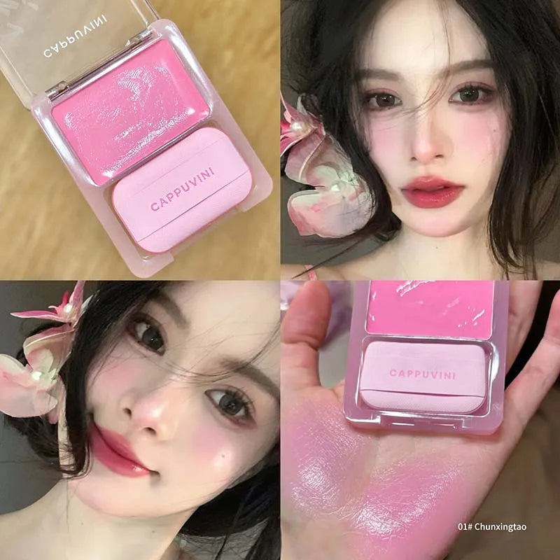 High Gloss Blush Cream Is Soft And Moisturizing Comes With A Puff Easy To Color Natural And Rosy Long Lasting Lipstick And Blush