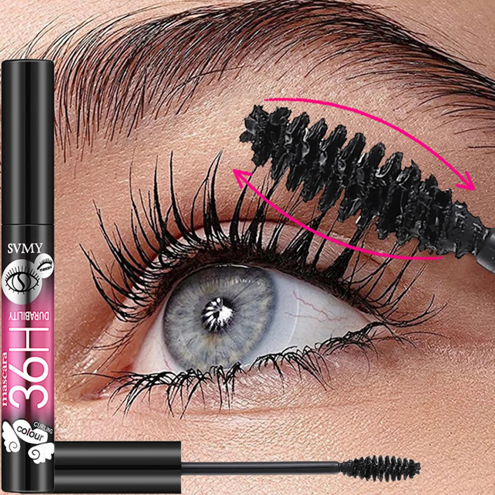 Prolonged 36H Curling Mascara Waterproof Silk Thin Brush Head Smudge Proof Volumizing Non-caking Mascara Makeup Lash Extension