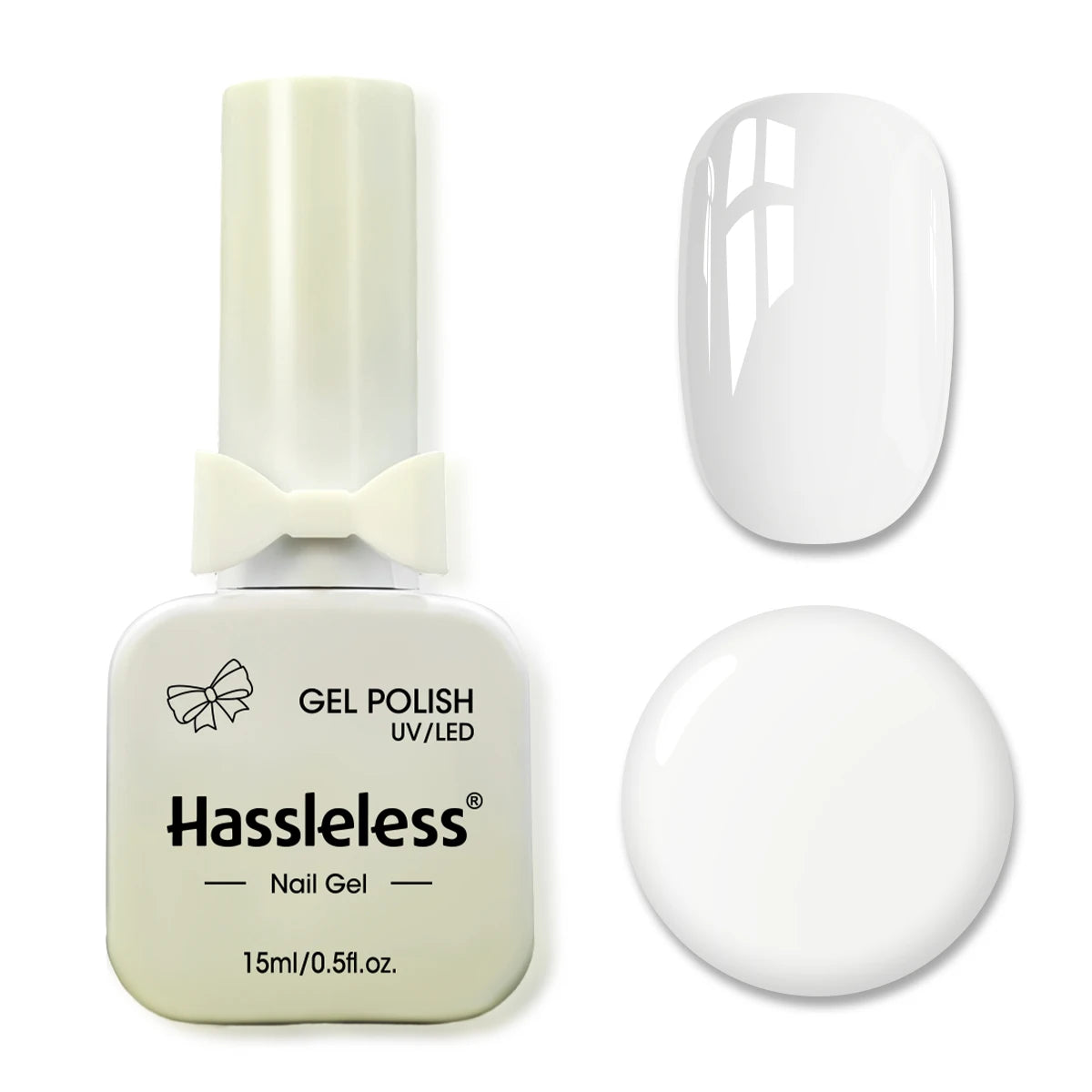 Hassleless Pudding Milky White Gel Nail Polish, Pure Color UV Gel Polish, For Professionals Starter Nail Art DIY 15ml