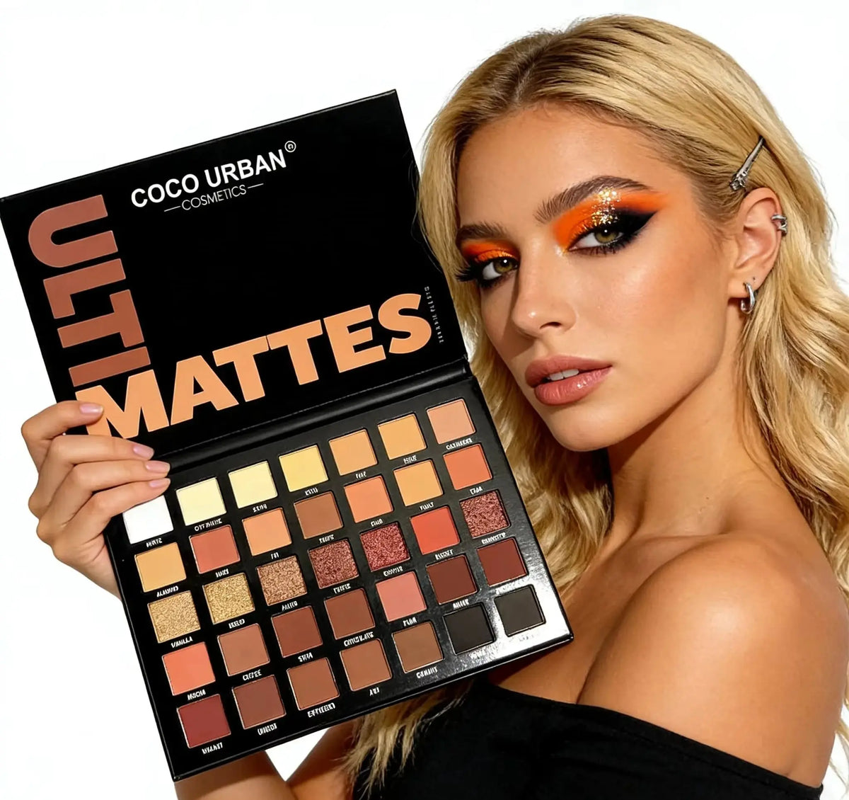 COCO URBAN 35-Color Eyeshadow Palette Shimmer Matte Glitter Makeup Kit for Stage Cosplay Artists