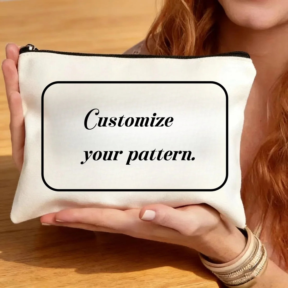 1PC Customizable Photo Canvas Makeup Bag Personalized Pouch for Women And Girls Unique Custom Gift