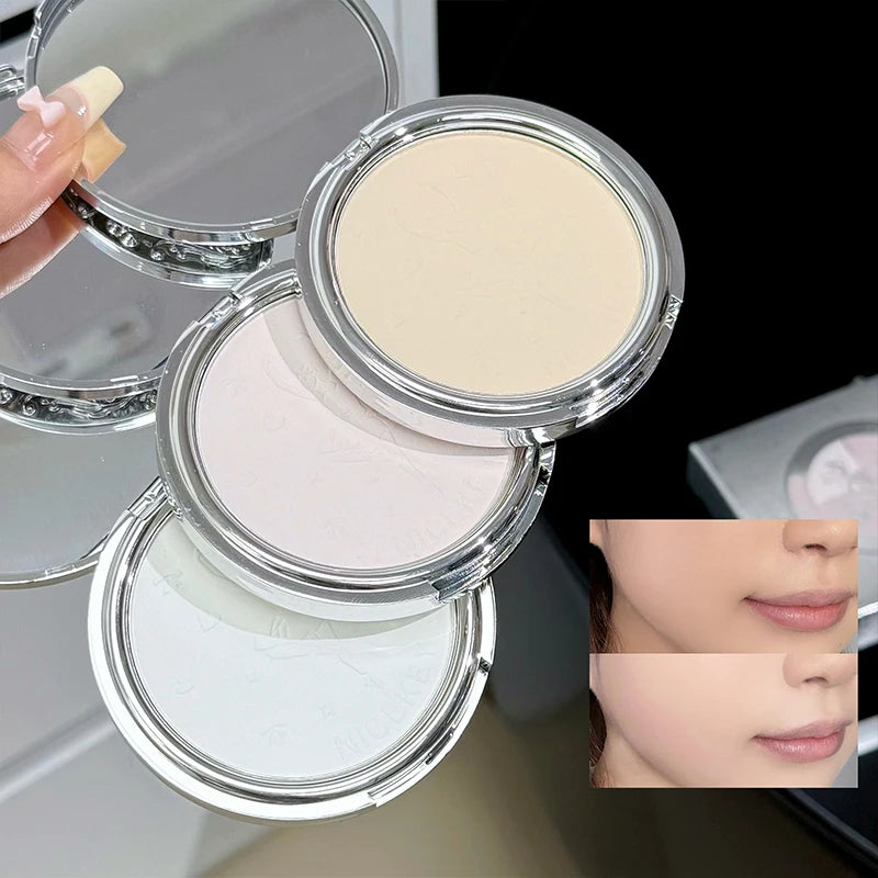 NICEKEY 3 Colors Pressed Powder Natural Makeup Face Powder Oil Control Lasting Setting Powder Smooth Finish Concealer Cosmetics