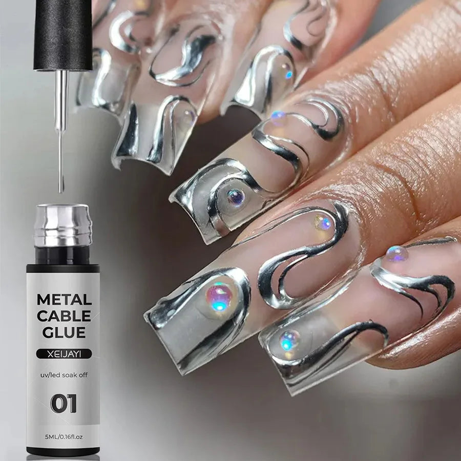 5ML/Bottle Metallic Silver Painting Liner Gel Polish Super Bright 3 Colors Mirror Gel Nail Polish Semi Permanent Lines French Na