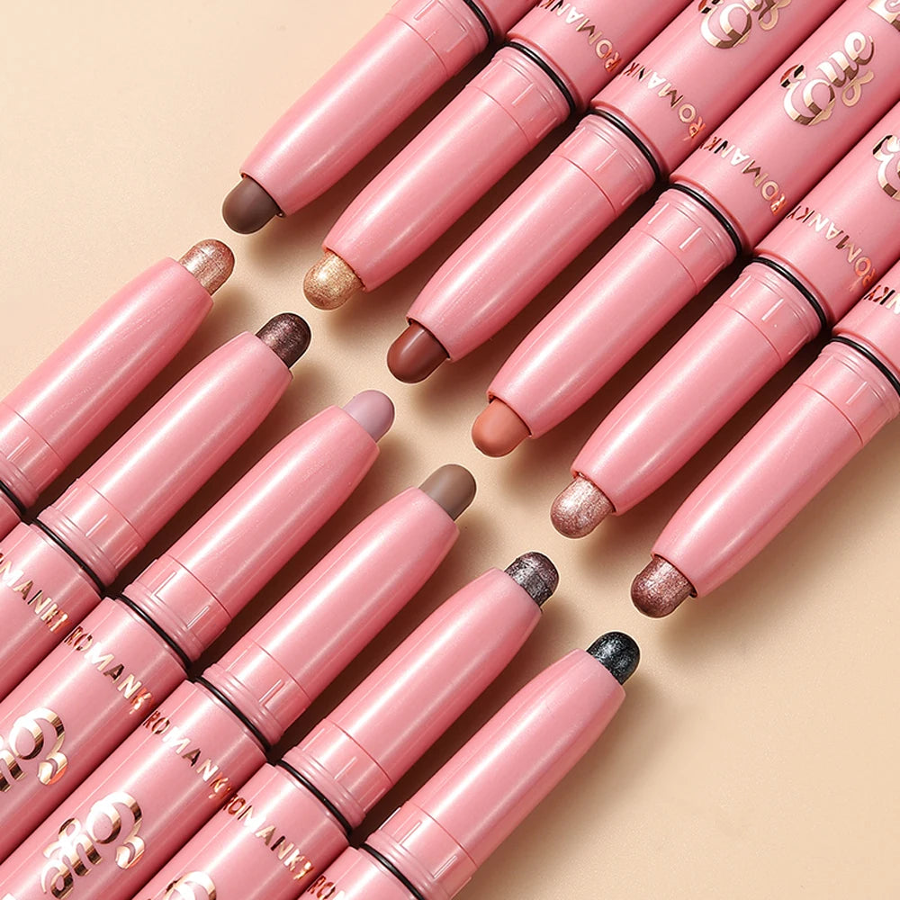 6Pcs Set Matte Effect Eyeshadow Stick Natural and Long-lasting Multi-purpose Shiny Metallic Matte Shimmer Highlighting Eyeline