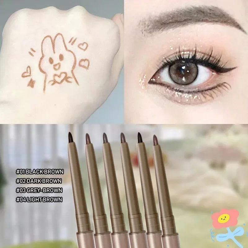 2in1 Eyeliner Lying Silkworm Gel Pen Lasting Waterproof Non-Smudge Eyeliner Quick Drying Lying Silkworm Gel Pencil for Beginner