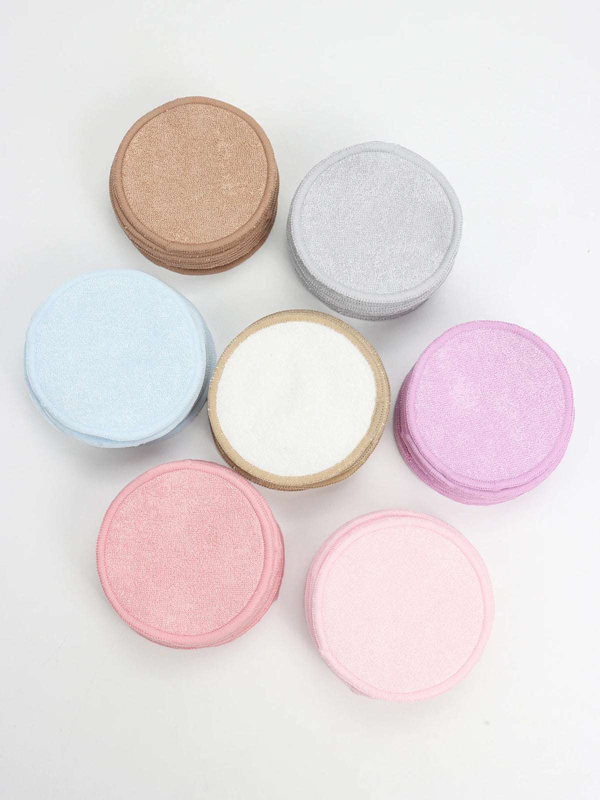 Bamboo Fiber Makeup Remover Pads Are Packed in 6/12/24 Pieces They Are Made from a Mixture of Fibers Extracted from Natural Bamboo.