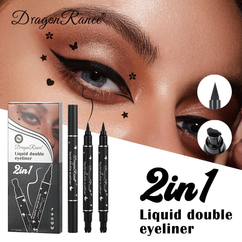 Set of Five Double-Ended Eyeliner Pens, Gel Eyeliner Stamp Pens, Smooth and Colorful, Quick-Drying, Long-Lasting, Smudge-Proof, Natural-Looking, Waterproof and Sweat-Proof Eyeliner Pens