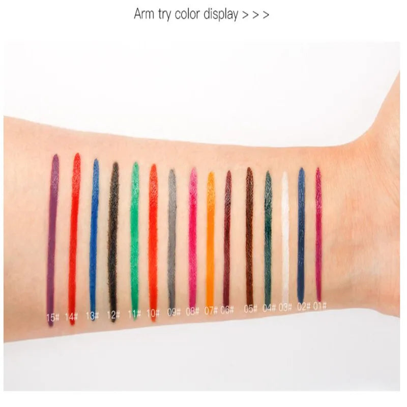 Pudaier 15 Colors Matte Colorful Liquid Eyeliner Waterproof Not Dizzy Long Lasting Quick Dry Brighten Smooth Eye Liner Makeup