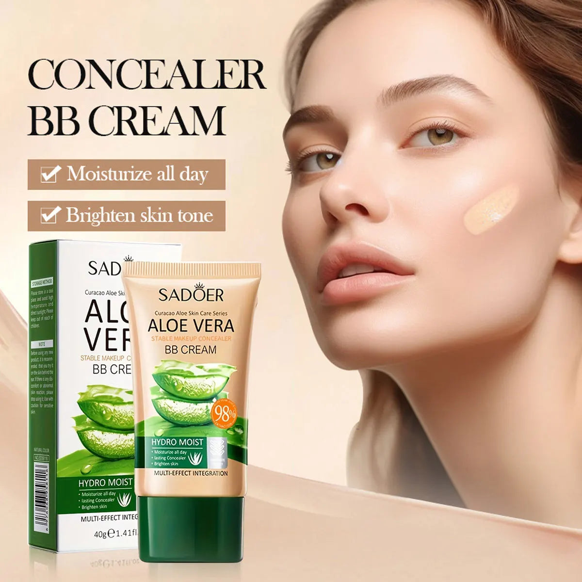 Aloe Concealer BB Cream, Natural Color Moisturizing Liquid Foundation, Concealing Concealer, Covering Pores And Defects,