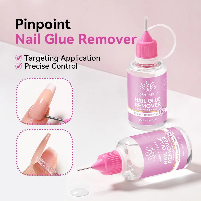 BORN PRETTY 30ml Pinpoint Nail Glue Remover Gel Polish For Press On Nail Quick Dry With Gentle Non-Acetone Remover Nail Tips