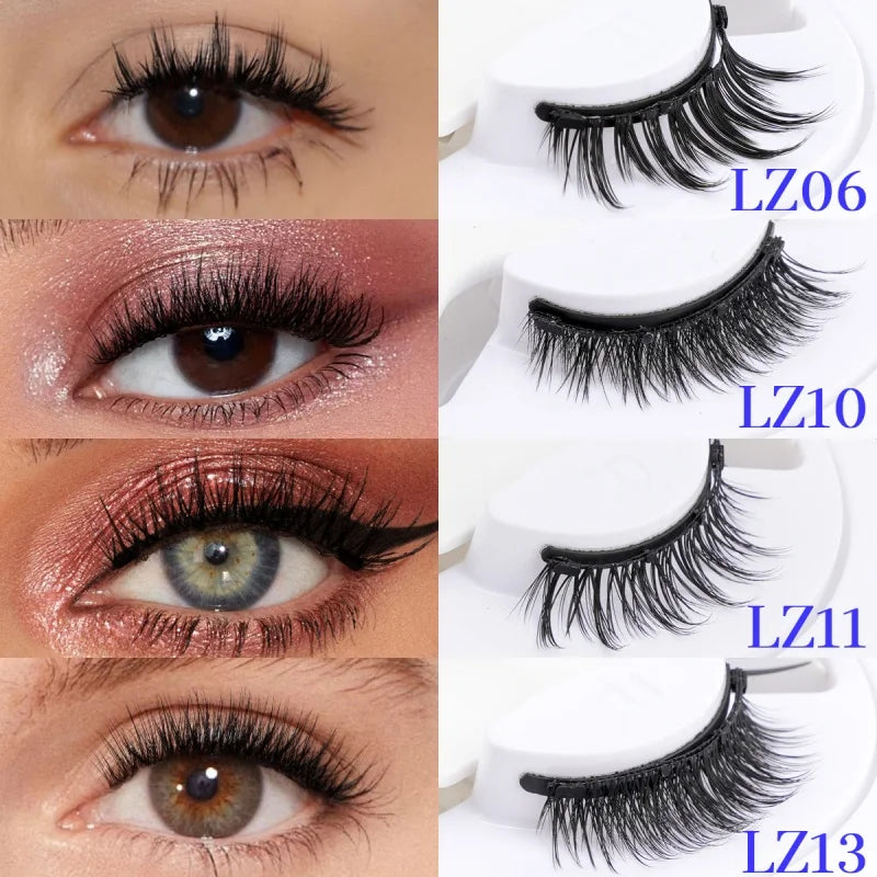 Magnetic Eyelash 1 Pair Natural Faux Mink False Eyelashes Set Fluffy Lashes With Magnetic Tweezers Reusable Lashes Makeup Tools