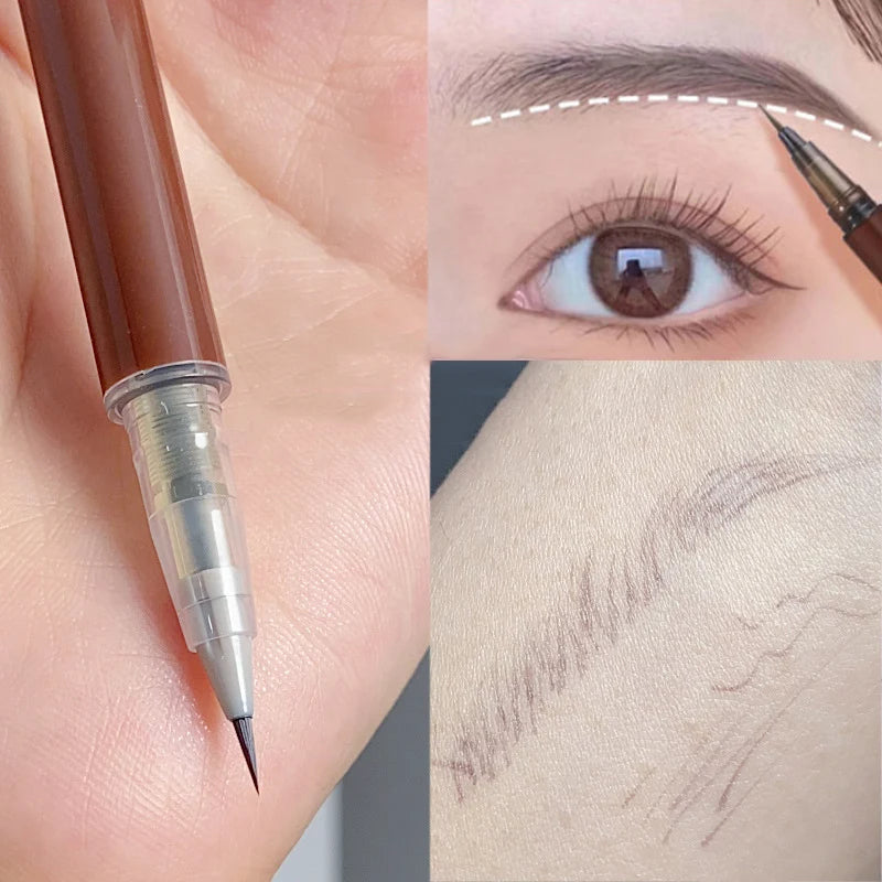 Water Liquid Eyebrow Pencil Waterproof Lasting Grey Brown Eyeliner Lying Silkworm Ultra Fine Wild Nature Brow Tattoo Pen Makeup