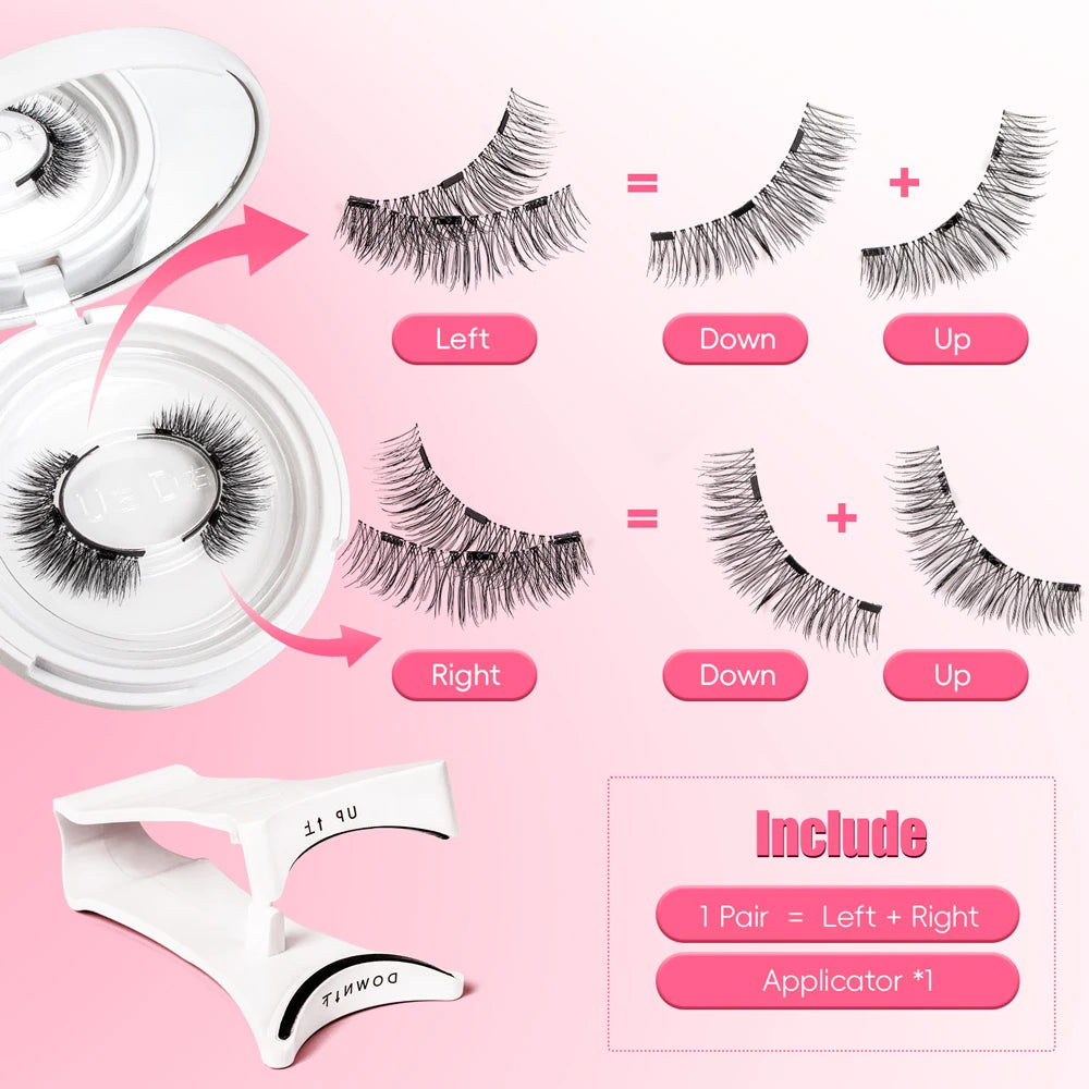 Reusable Magnetic Eyelashes Tweezers Set 1pair Eyelash Extension 3D Lash Curler Natural Thick False Eyelashes No Glue Needed
