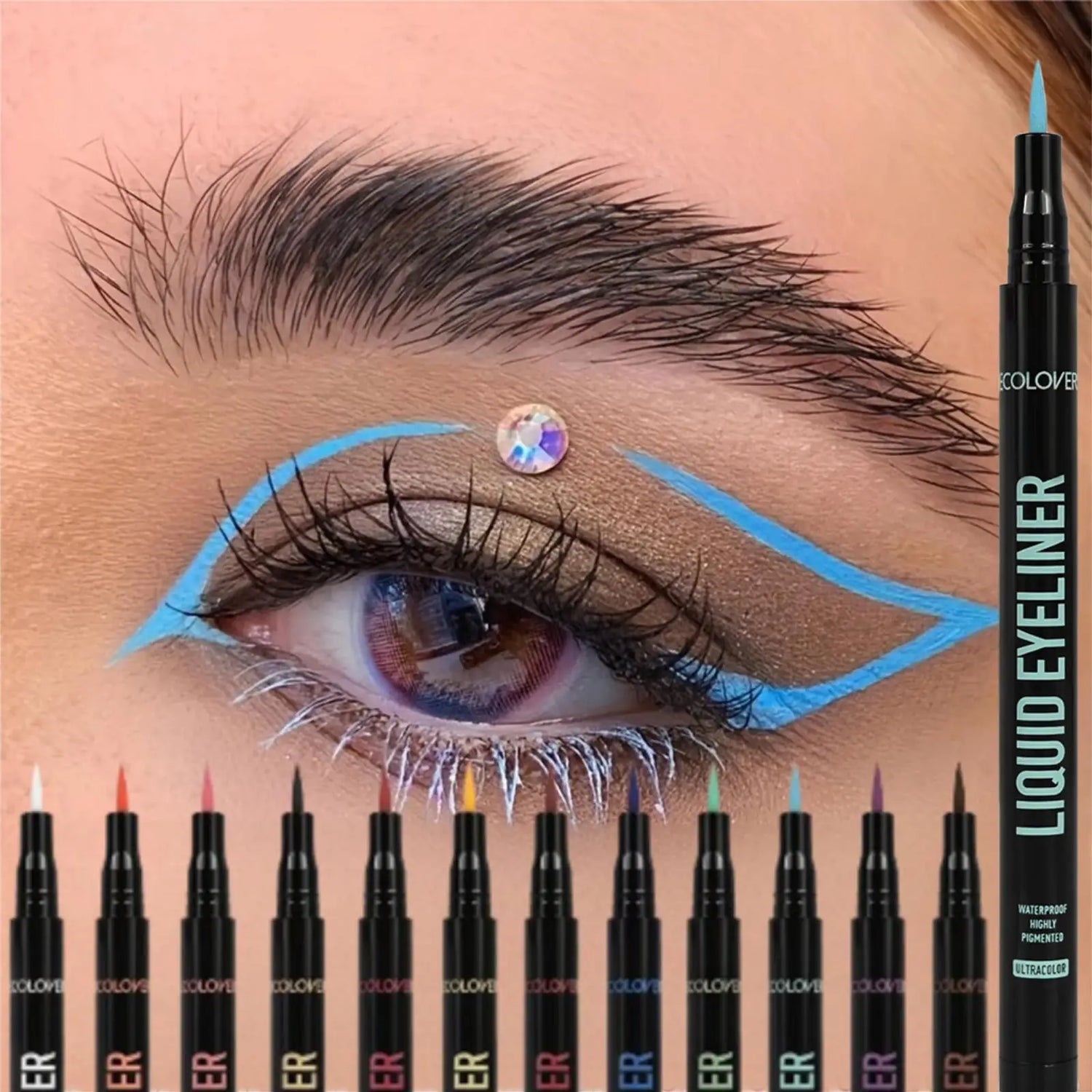 1PC Colored Liquid Eyeliner - Tip-end Design, Easy To Apply, Silky, Waterproof, Quick Drying, Perfect for Stage, Carnival