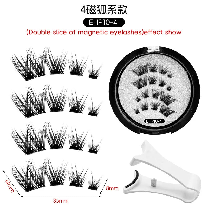 HP 4 Magnetic False Eyelashes, Magnet Eyelashes with Supernatural Entire Strip, Ultra Soft Simulation, Zero Glue Reusable