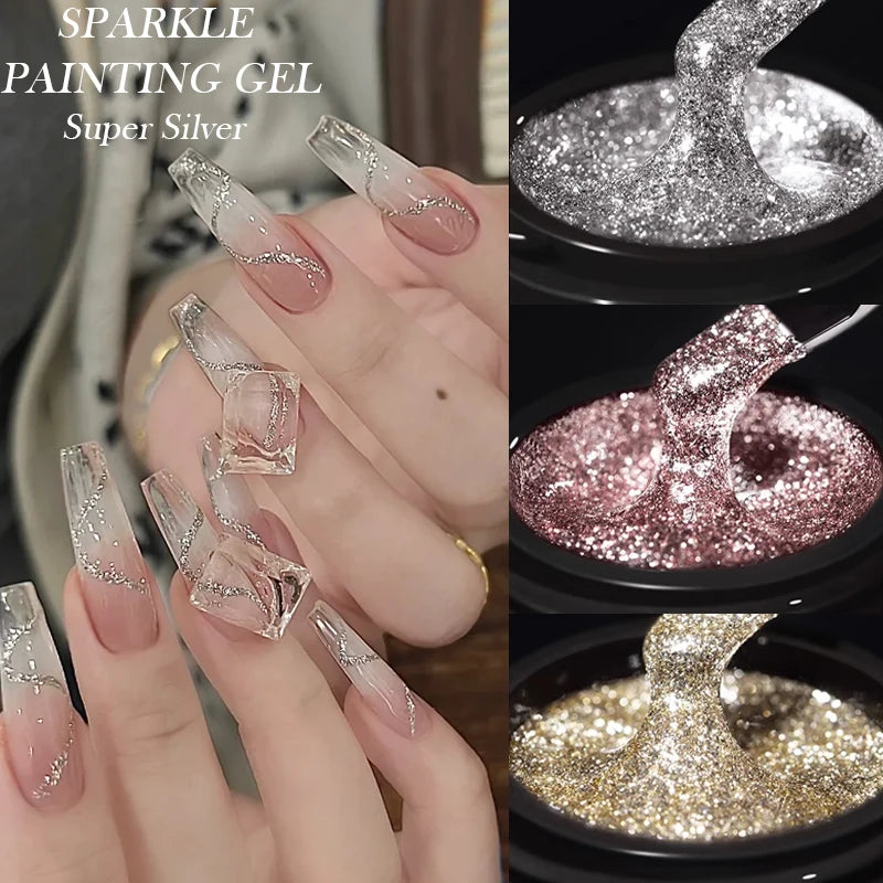 BORN PRETTY 5ml Super Gold Rose Gold  Sliver Glitter Bright Sparkling French Semi Permanent Manicure Nail Painting UV Gel