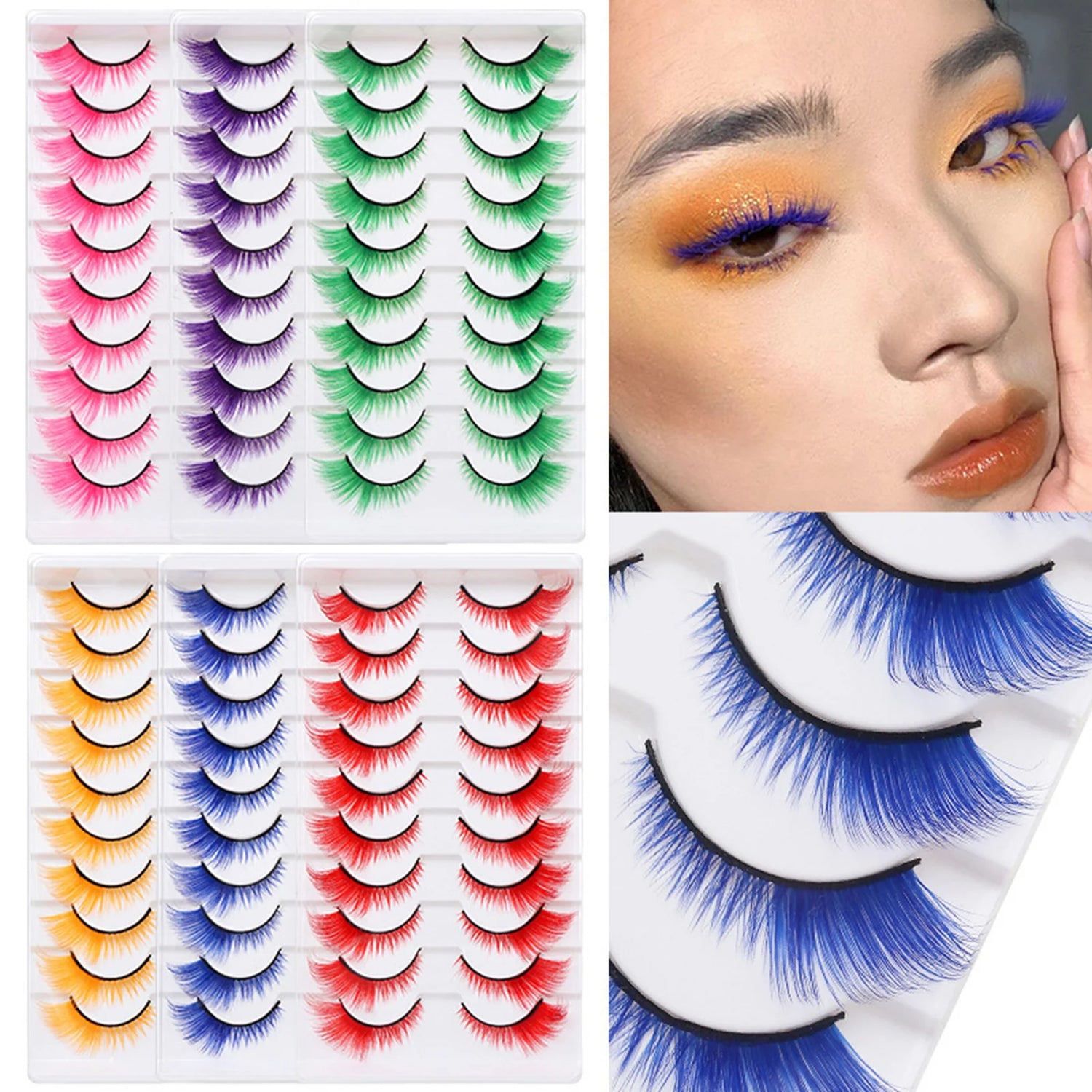DIY false eyelashes colorful individual lashes Cosplay Strip Eyelashes Woman False Eyelashes Makeup Supplies