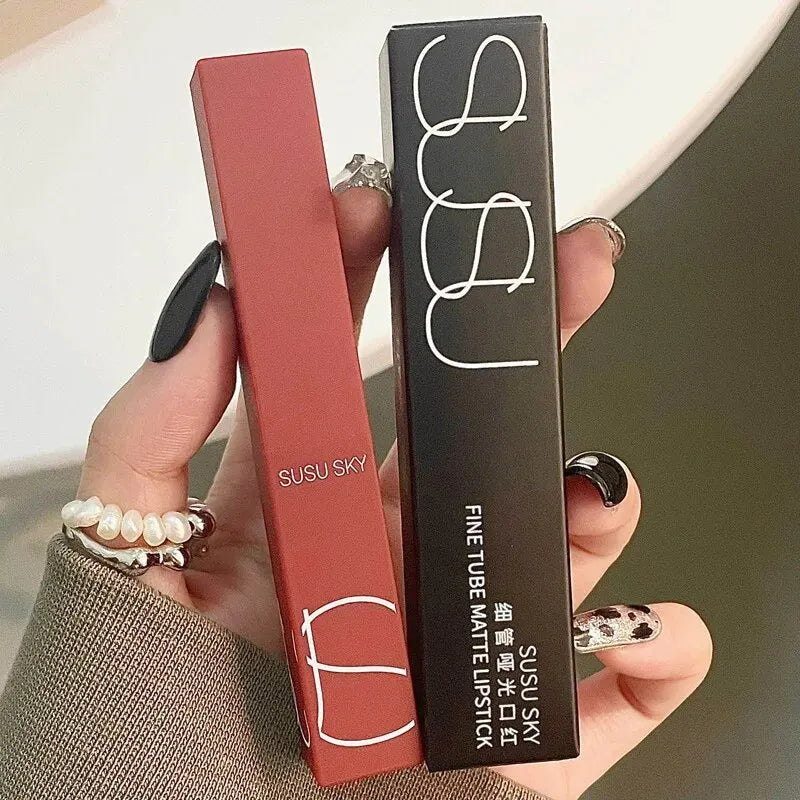 TX010 Thin Tube Matte Lipstick Waterproof Sweatproof Long-Lasting Makeup Resistant Dual Use on Lips And Cheeks