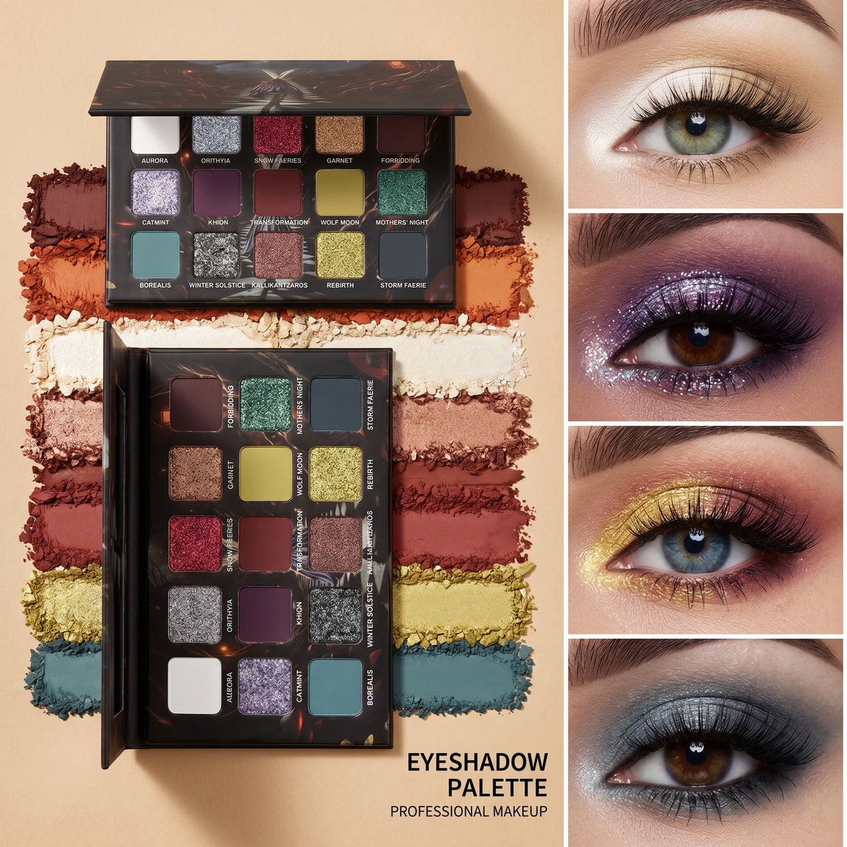 Herorange Underground 15 Shades Eyeshadow Palette Matte Metallic Glitter Gothic Smoky Eye Makeup for Beginners