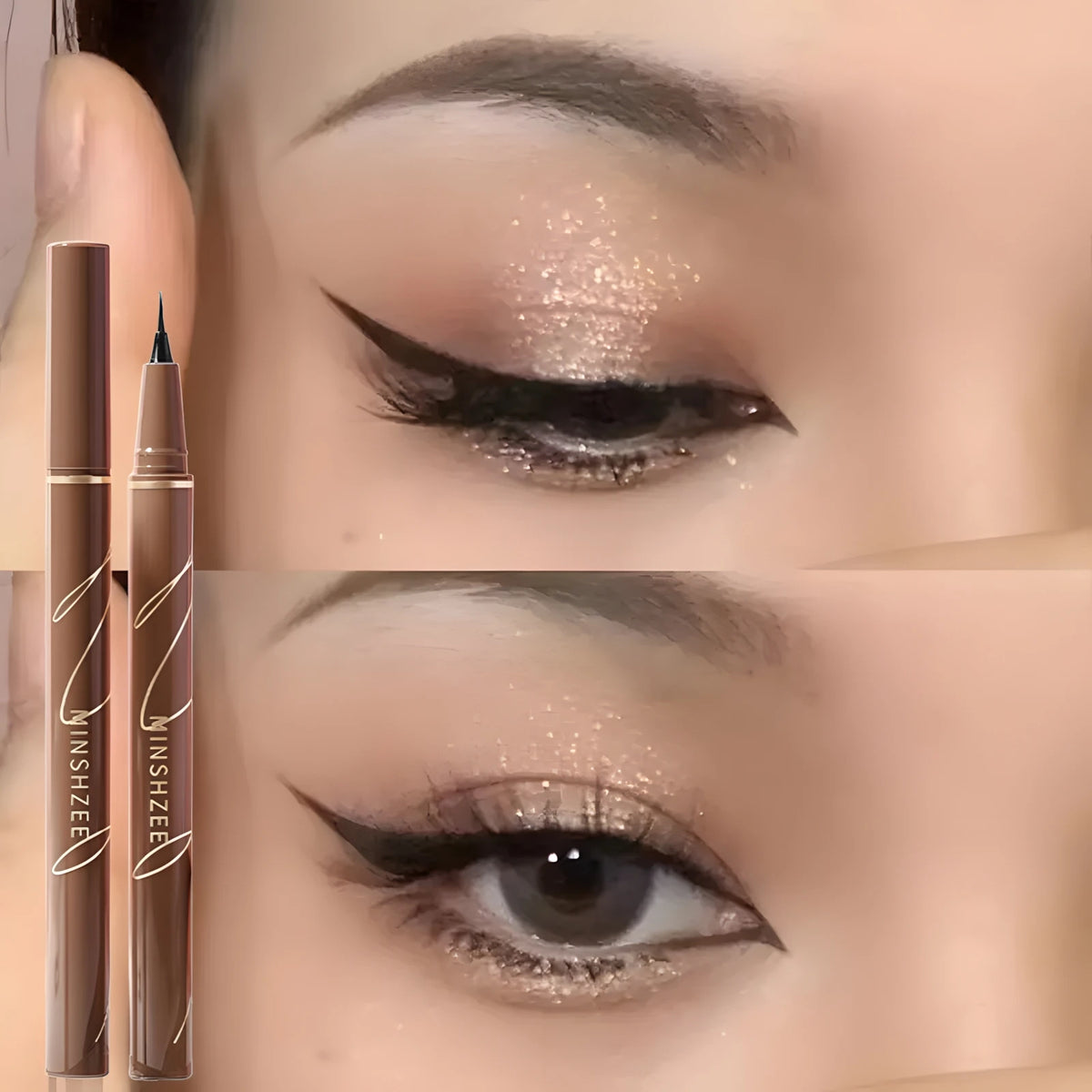 0.01mm Ultra Slender Liquid Eyeliner Pen, Extra Slim Eyebrows Pen Waterproof Professional Sweat Proof Liquid Eye Brow Pencil Lon