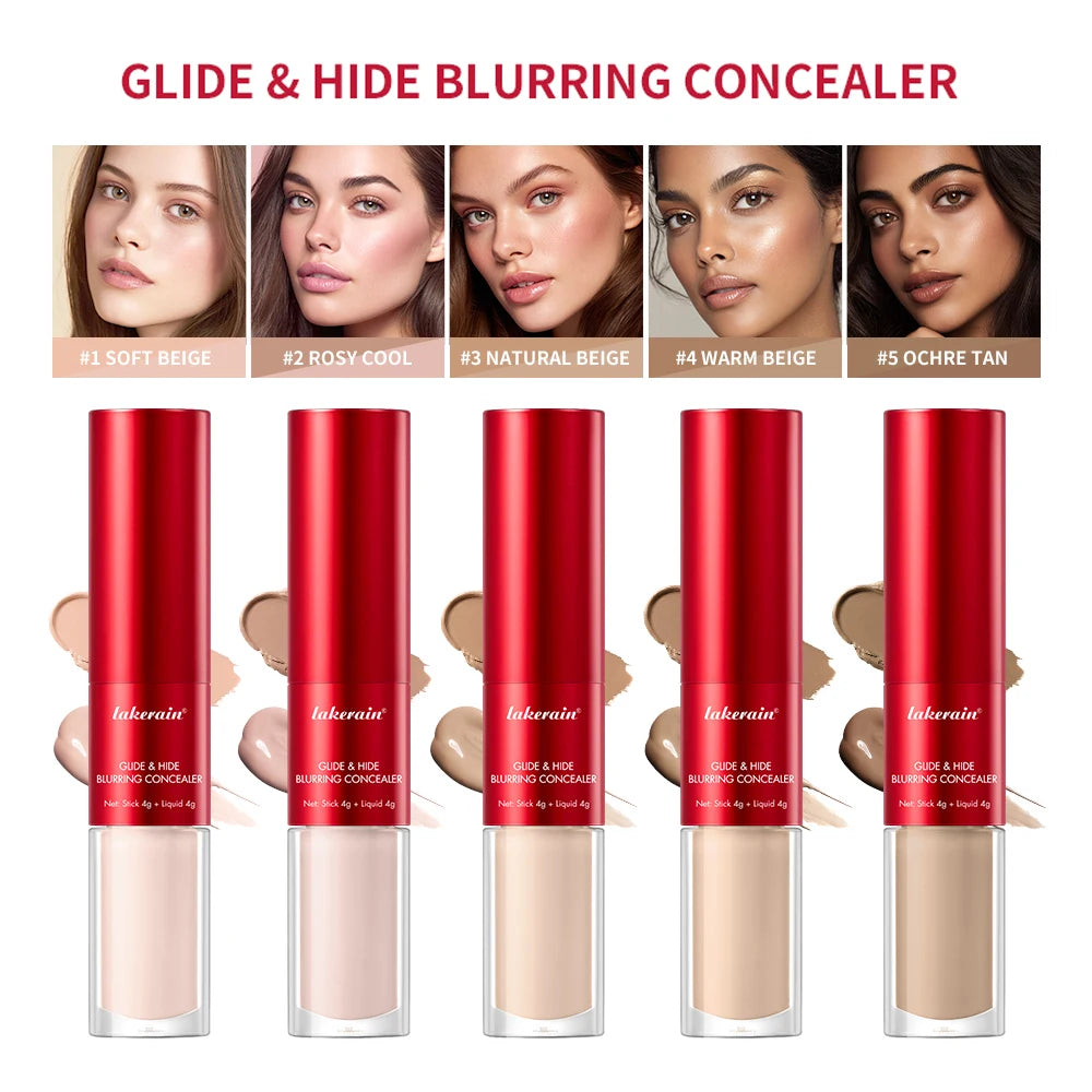 GlideHide Blurring Concealer Creamy texture Conceals dark circles wrinkles Dual formula liquid tip balm stick Long-lastin