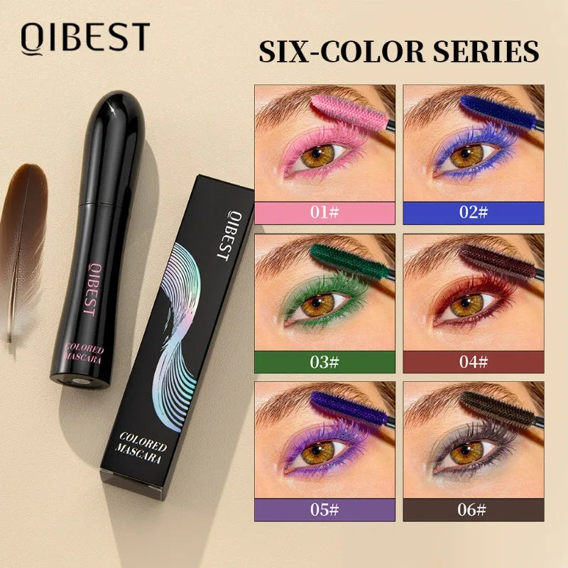 6 Colorful Mascara Waterproof Long-lasting Voluminous & Lengthening, Smudge-Proof for Halloween Costume Party & Stage Makeup