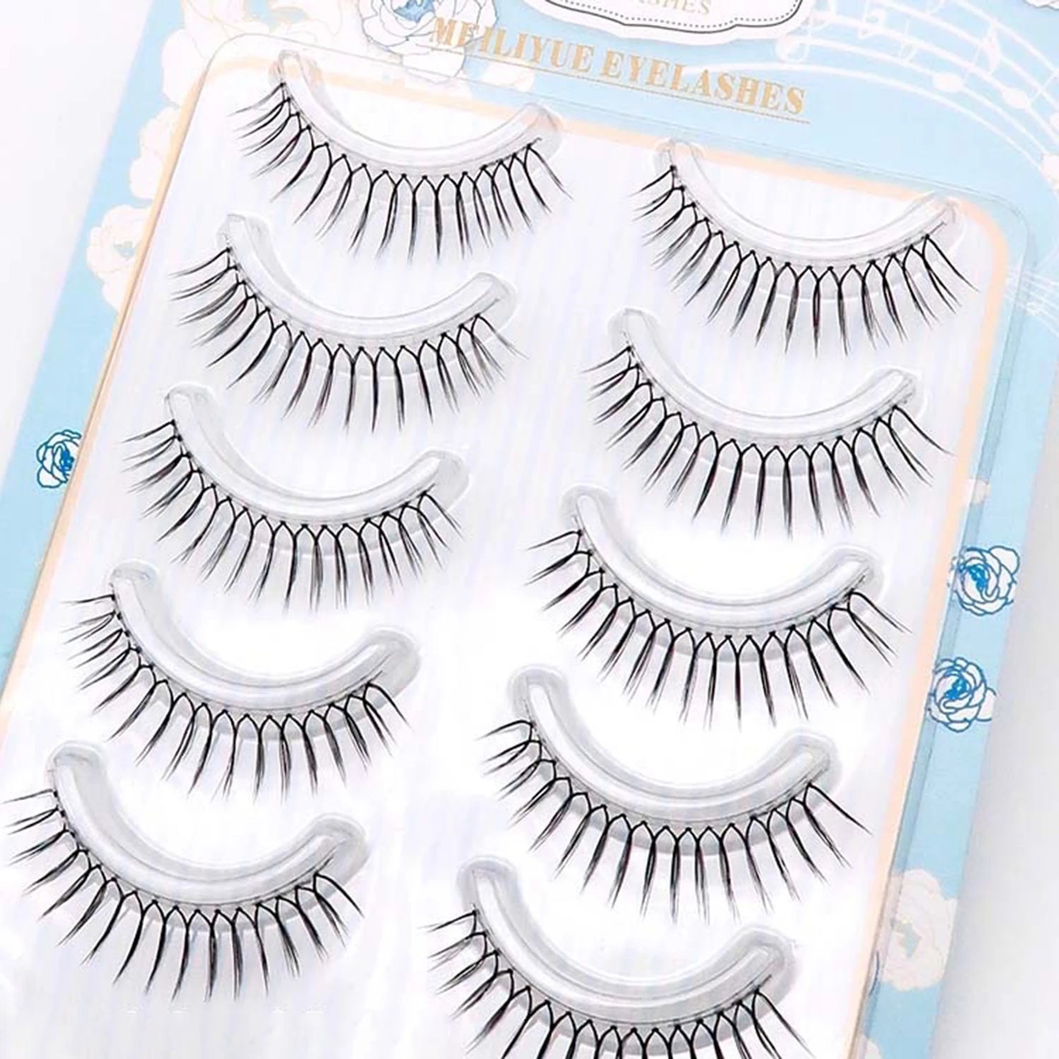 5 Pair False Eyelashes Korean style U Shape lashes natural soft full strip Eyelash extenstion DIY wispy lash Cosmetic Supplies