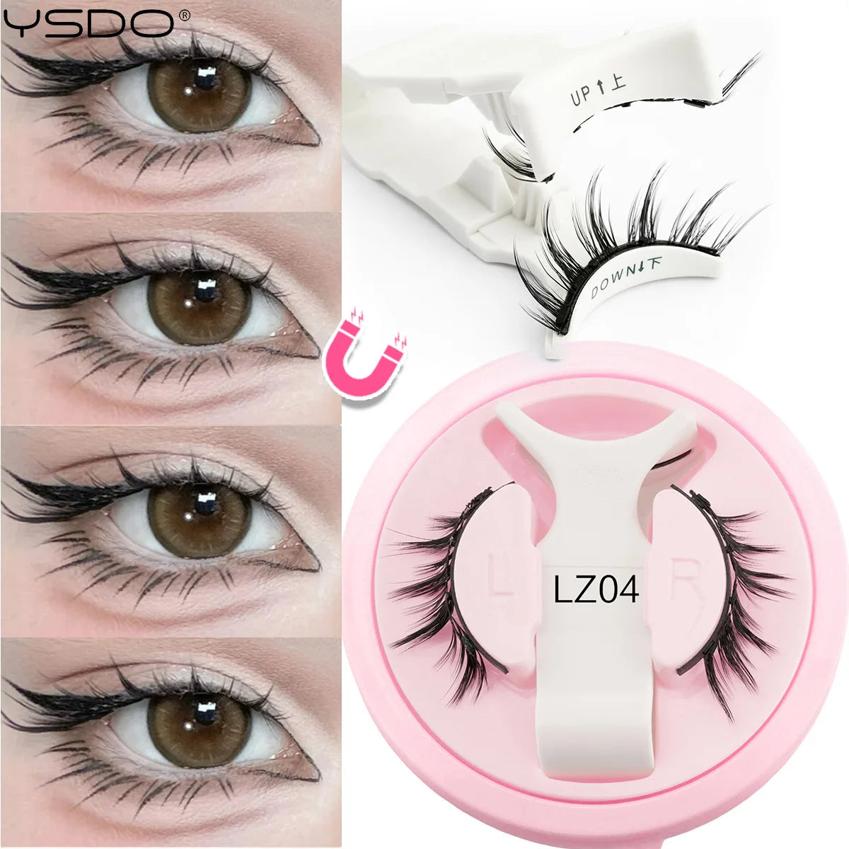 YSDO 1Pair Glue-free Magnetic Eyelashes Natural 3D Mink Eyelashes 2025 New Reusable Sensitive Eye Friendly Magnet Eyelash Kit