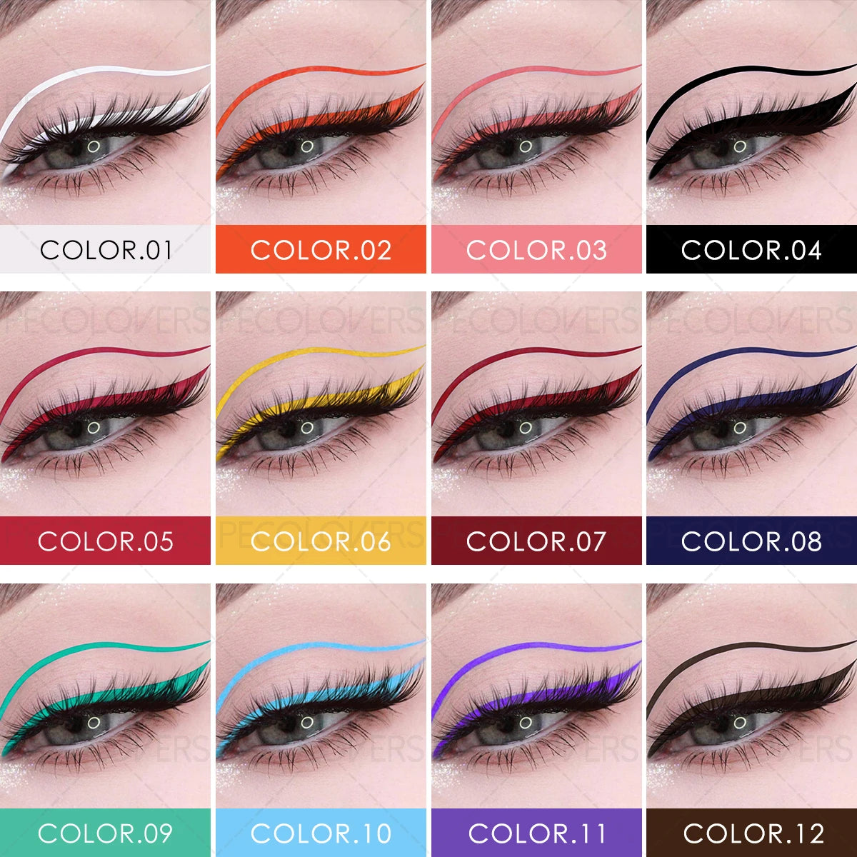 Sweatproof Colorful Eyeliner Pens,Fast Drying,Easy Coloring,Liquid Eyeliner Pencil,Ideal for Daily and Party Makeup