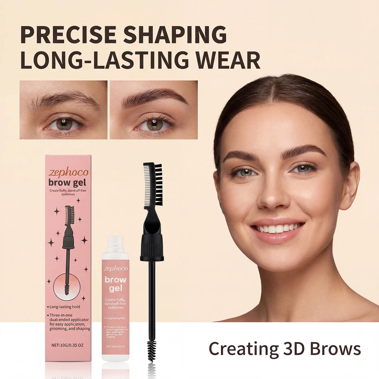 2 In 1 Eyebrow Setting Gel Clear Brow Wax Lamination Effect Styling Soap Lift with Brush Sweat-proof Makeup Instant Lift Sculpt
