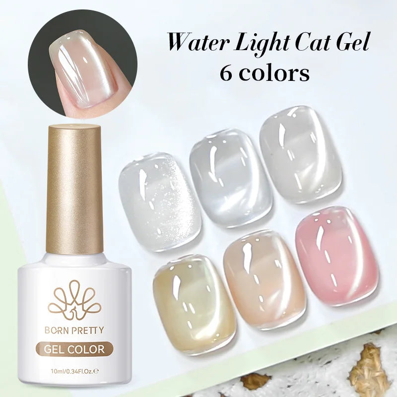 BORN PRETTY 10ml Water Light Cat Magnetic Gel Ultra Shine Nude Pink Jelly Color Soak Off UV LED Gel Nail Art Varnish Manicure