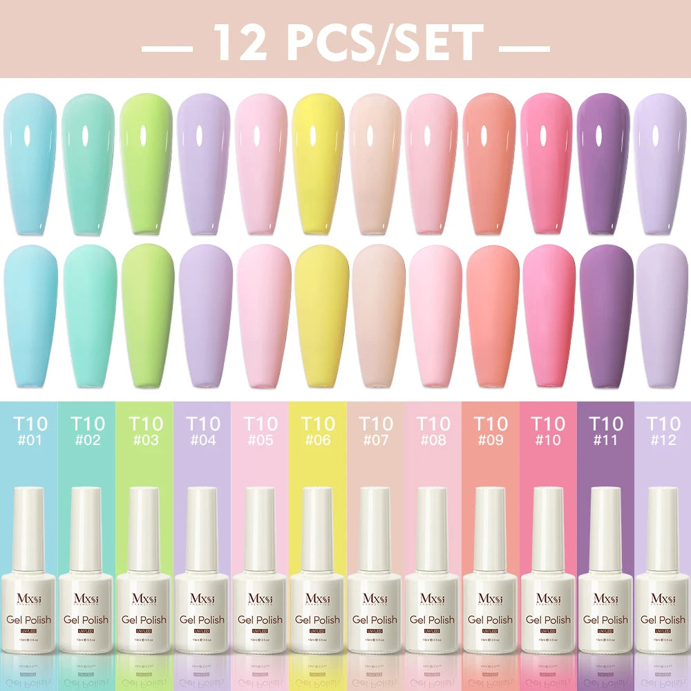 12Pcs/Set 15ml Macaron Gel Nail Polish Set Semi Permanent 120 Colors LED UV Gel Soak Off Nail Art Kit Varnish For Manicure Nails