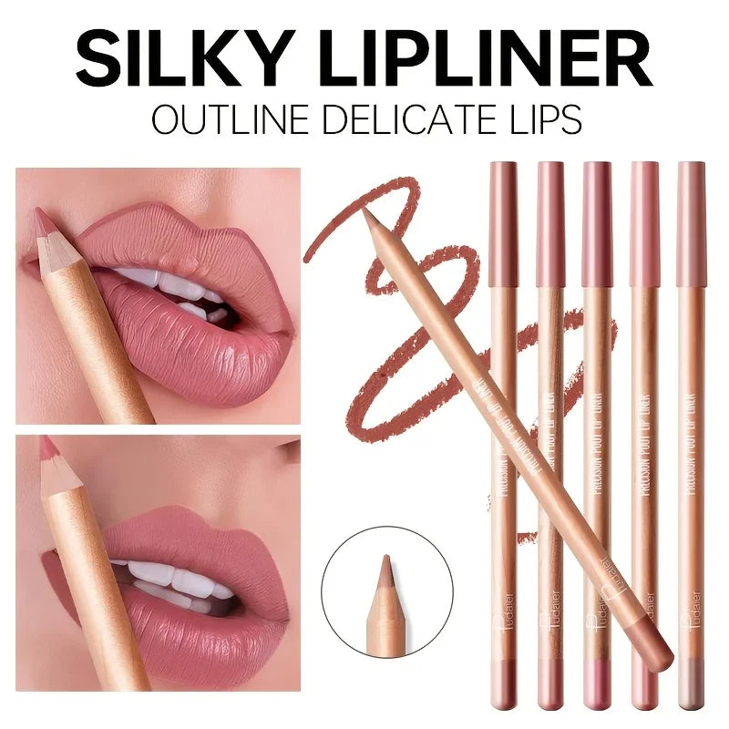 Matte Lip Liner Pencil Nude, Long-Lasting Waterproof, Smudge-Proof, Precise Outline, Smooth Creamy Formula